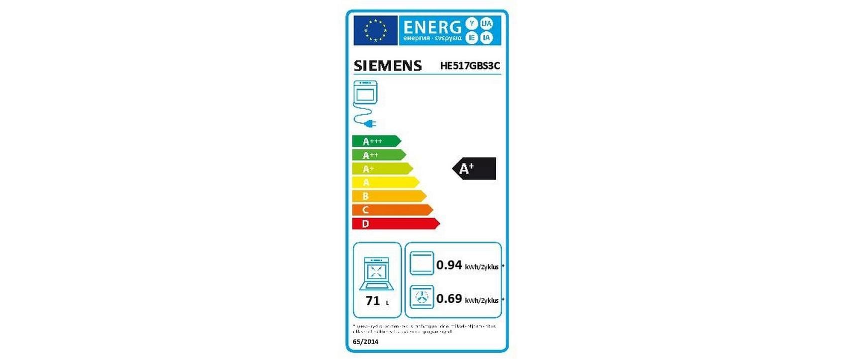 Siemens Einbaubackofen HE517GBS3C Edelstahl A+