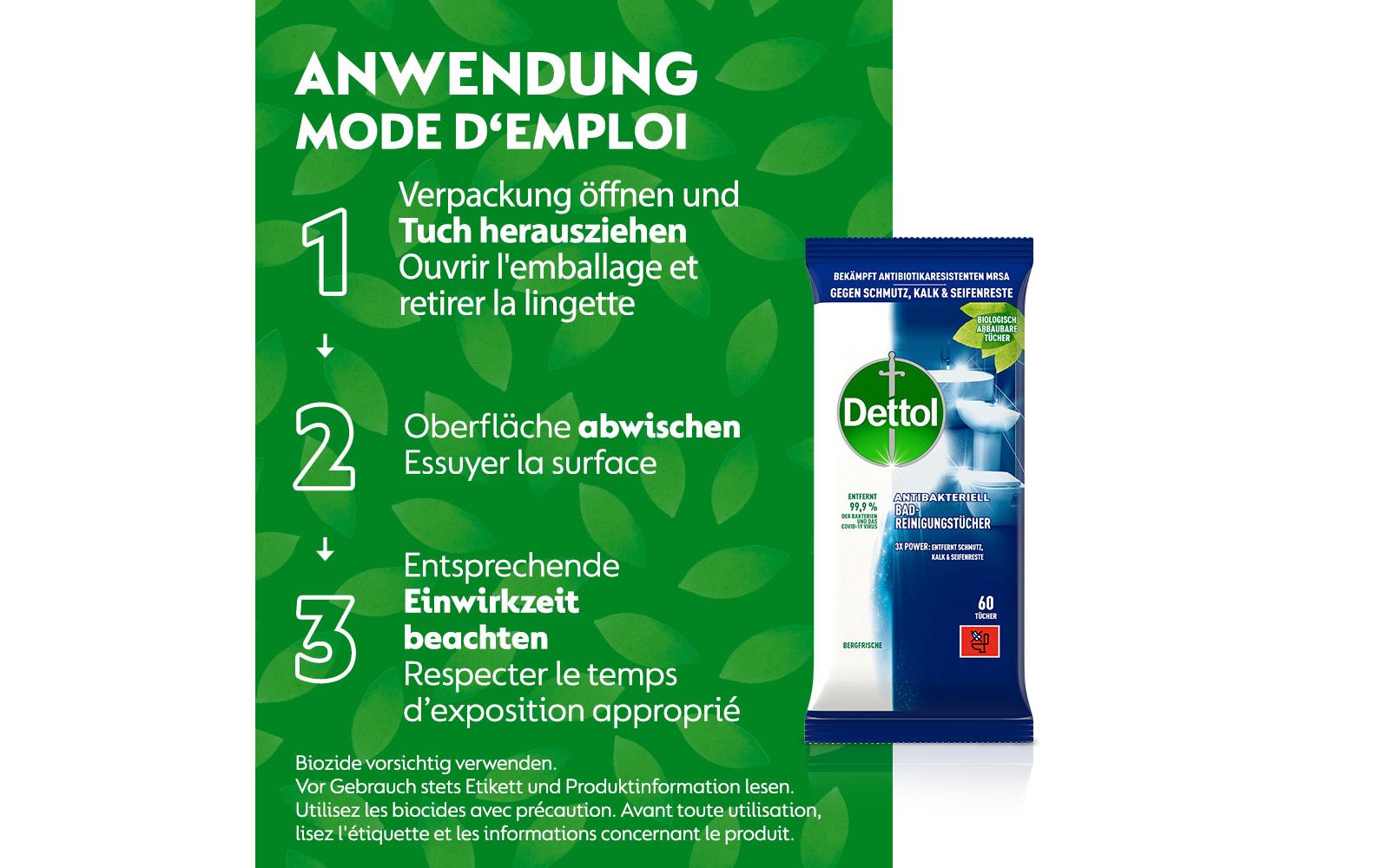 Dettol Bad-Reinigungstücher Bergfrische 60 Stück Dettol Bad-Reinigungstücher Bergfrische 60 Stück