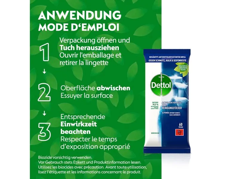Dettol Bad-Reinigungstücher Bergfrische 60 Stück Dettol Bad-Reinigungstücher Bergfrische 60 Stück