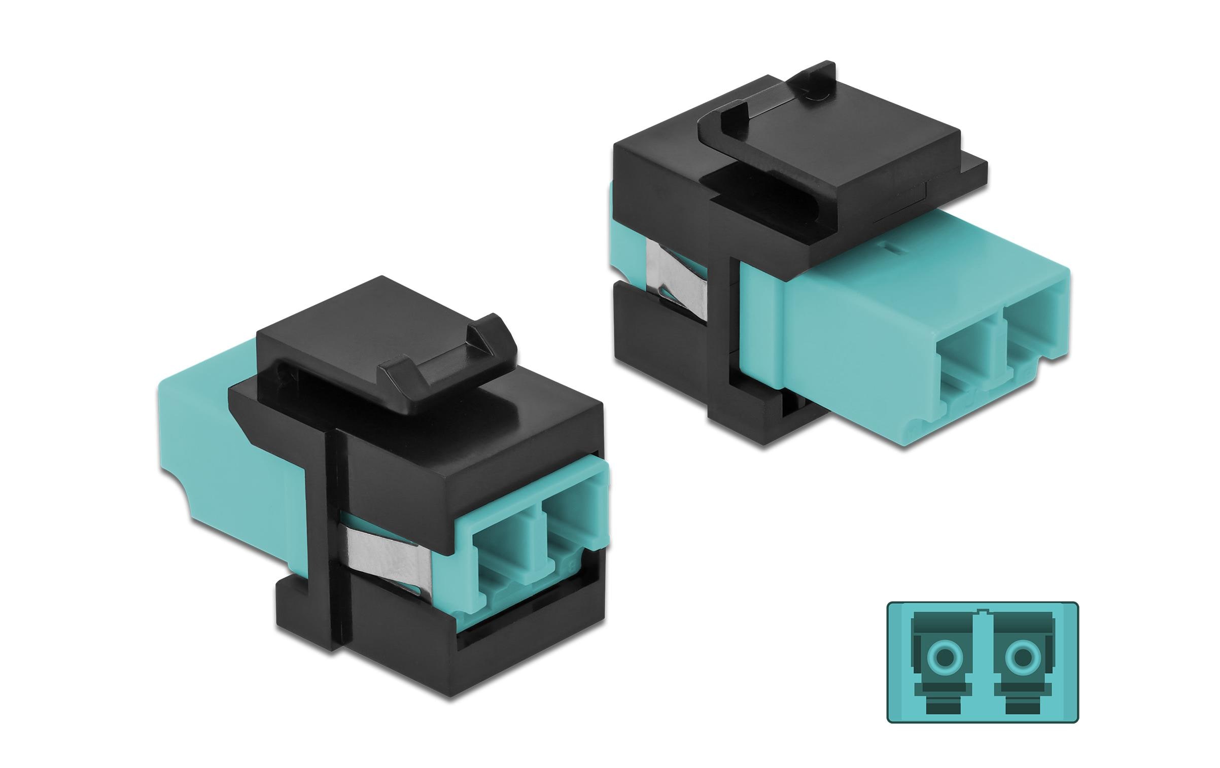 Delock Keystone-Modul LC Buchse zu LC Buchse Aqua / Schwarz