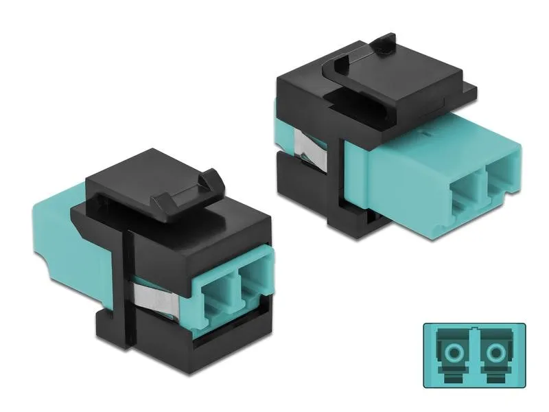 Delock Keystone-Modul LC Buchse zu LC Buchse Aqua / Schwarz Delock Keystone-Modul LC Buchse zu LC Buchse Aqua / Schwarz