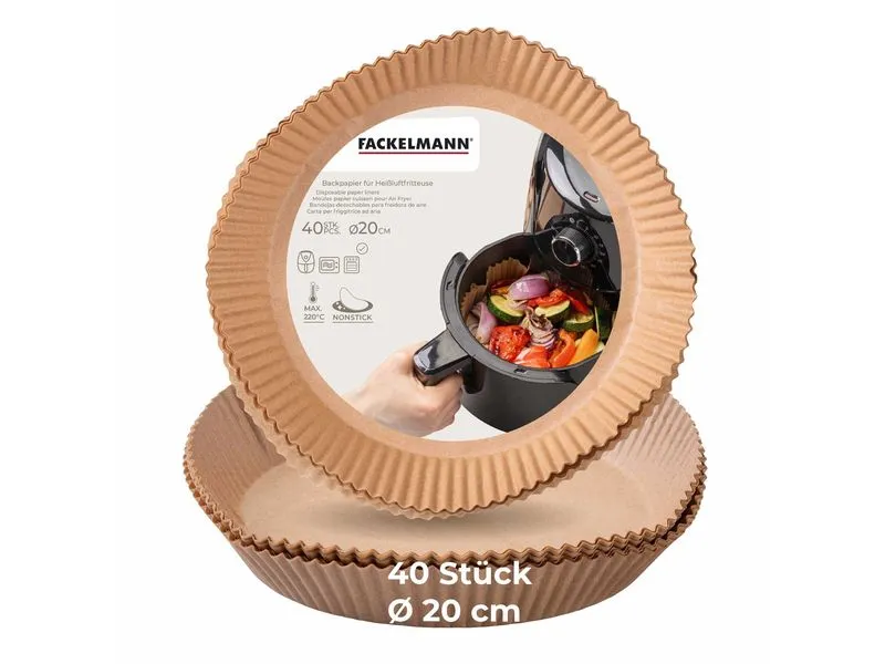 Fackelmann Backpapier Airfryer, Ø 20 cm, 40 Stück