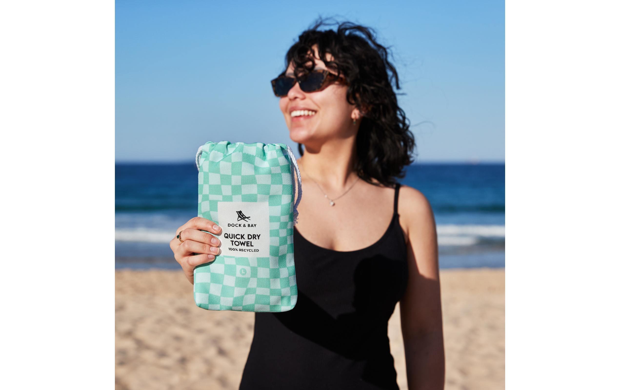 Dock & Bay Strandtuch Check Mate 200 cm x 90 cm, Türkis