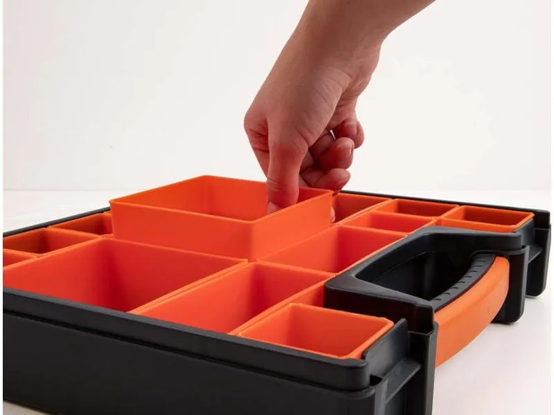 Delock Sortimentskasten Orange / Schwarz 14 Fächer Delock Sortimentskasten Orange / Schwarz 14 Fächer