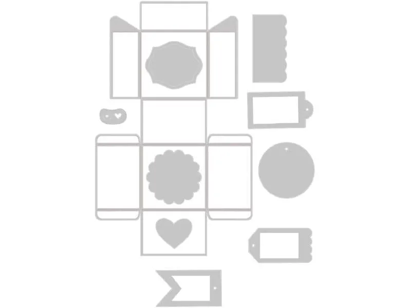 Sizzix Sizzix Thinlits Plus Stanzset, 10er-Pack, Box und Etiketten