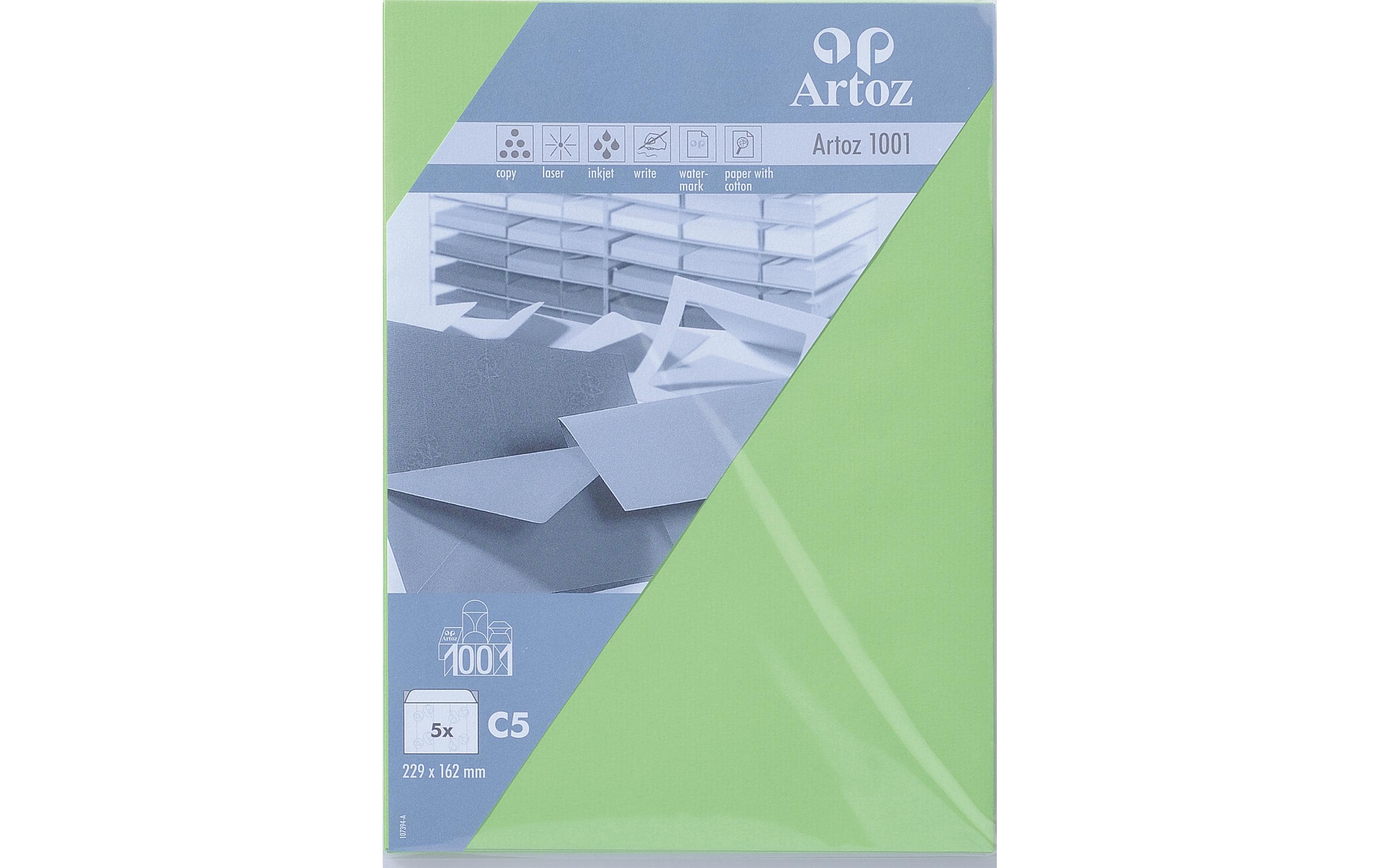 Artoz Couvert 1001, C5, 5 Stück, Birkengrün Artoz Couvert 1001, C5, 5 Stück, Birkengrün