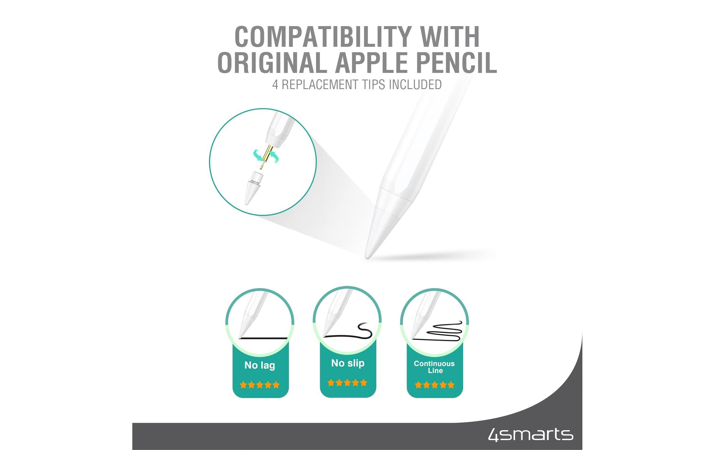 4smarts Eingabestiftspitze Apple Pencil (1.Gen./2.Gen.) Weiss 4smarts Eingabestiftspitze Apple Pencil (1.Gen./2.Gen.) Weiss