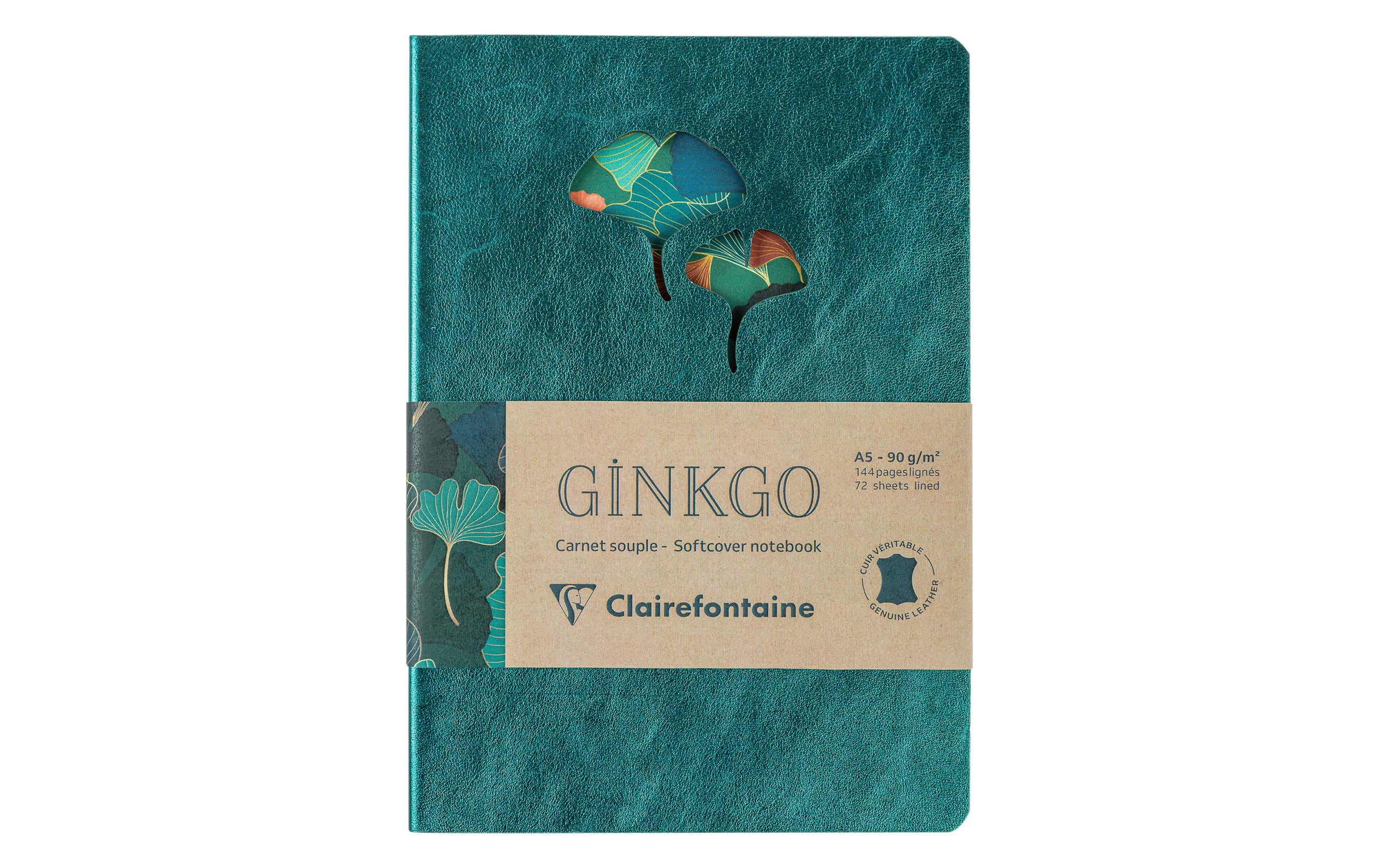 Clairefontaine Notizbuch Ginkgo assortiert, A5, Liniert, Grün