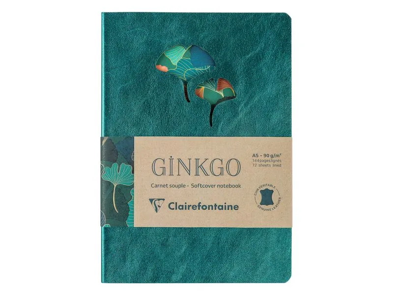 Clairefontaine Notizbuch Ginkgo assortiert, A5, Liniert, Grün