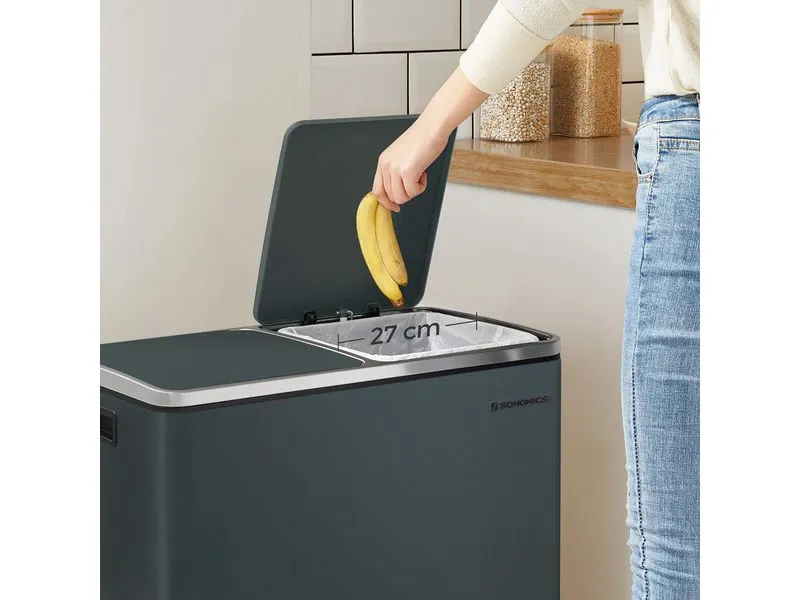 Songmics Abfalleimer 60 l, Grau