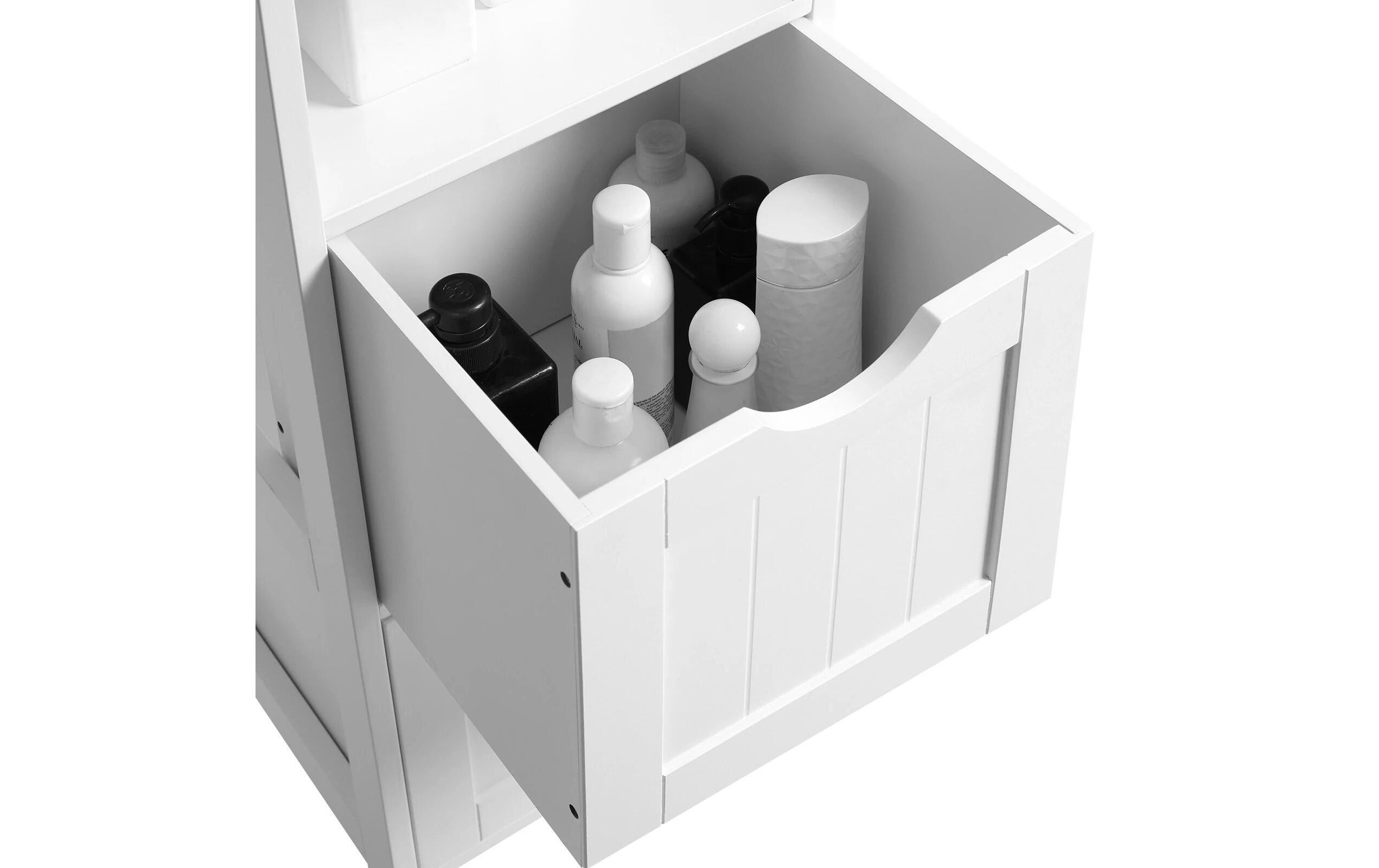 VASAGLE Badezimmerregal Landhausstil 30 x 141.5 cm, Weiss