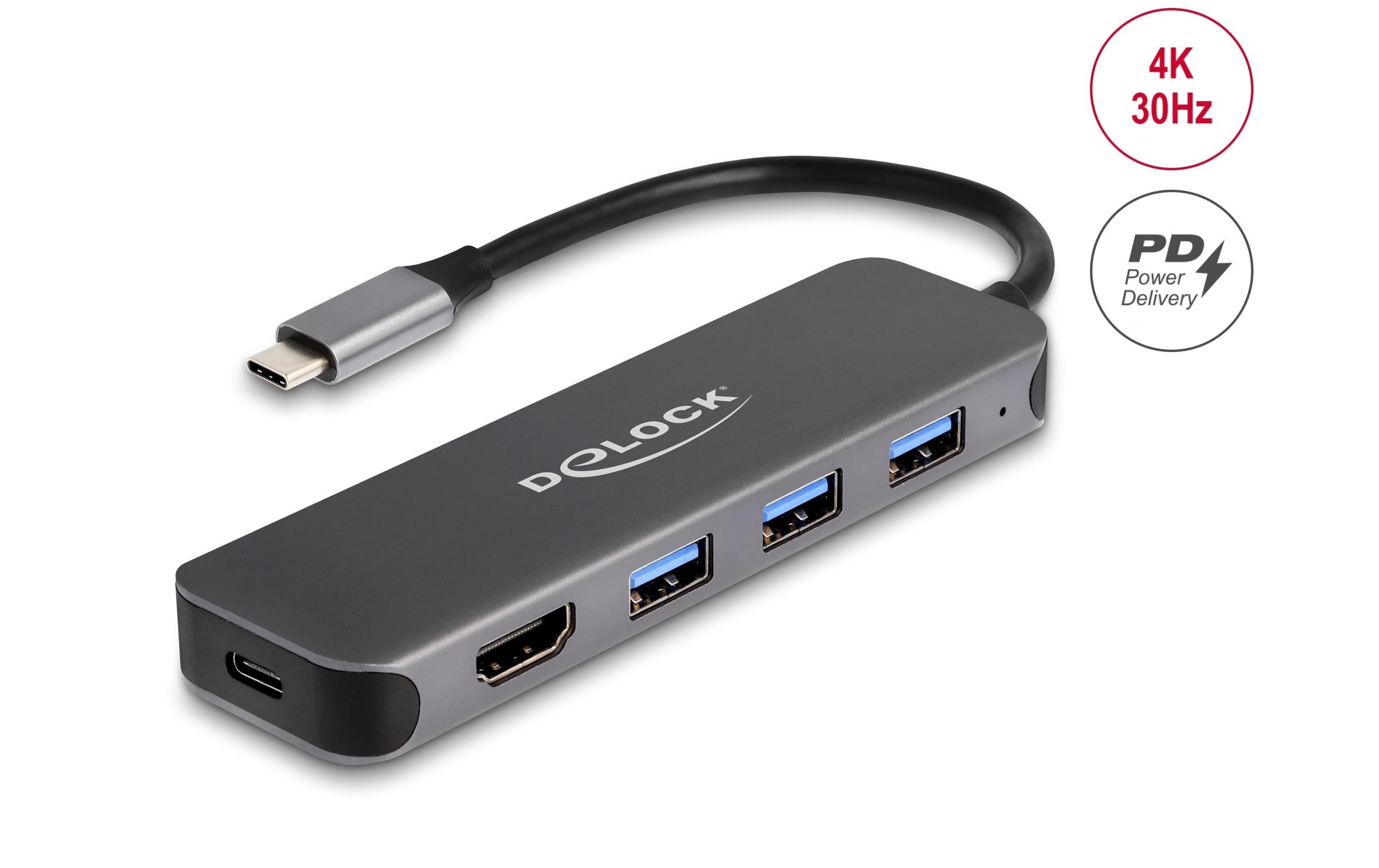 Delock Dockingstation 3x 3.1 Typ-A + 1x HDMI 4K, PD