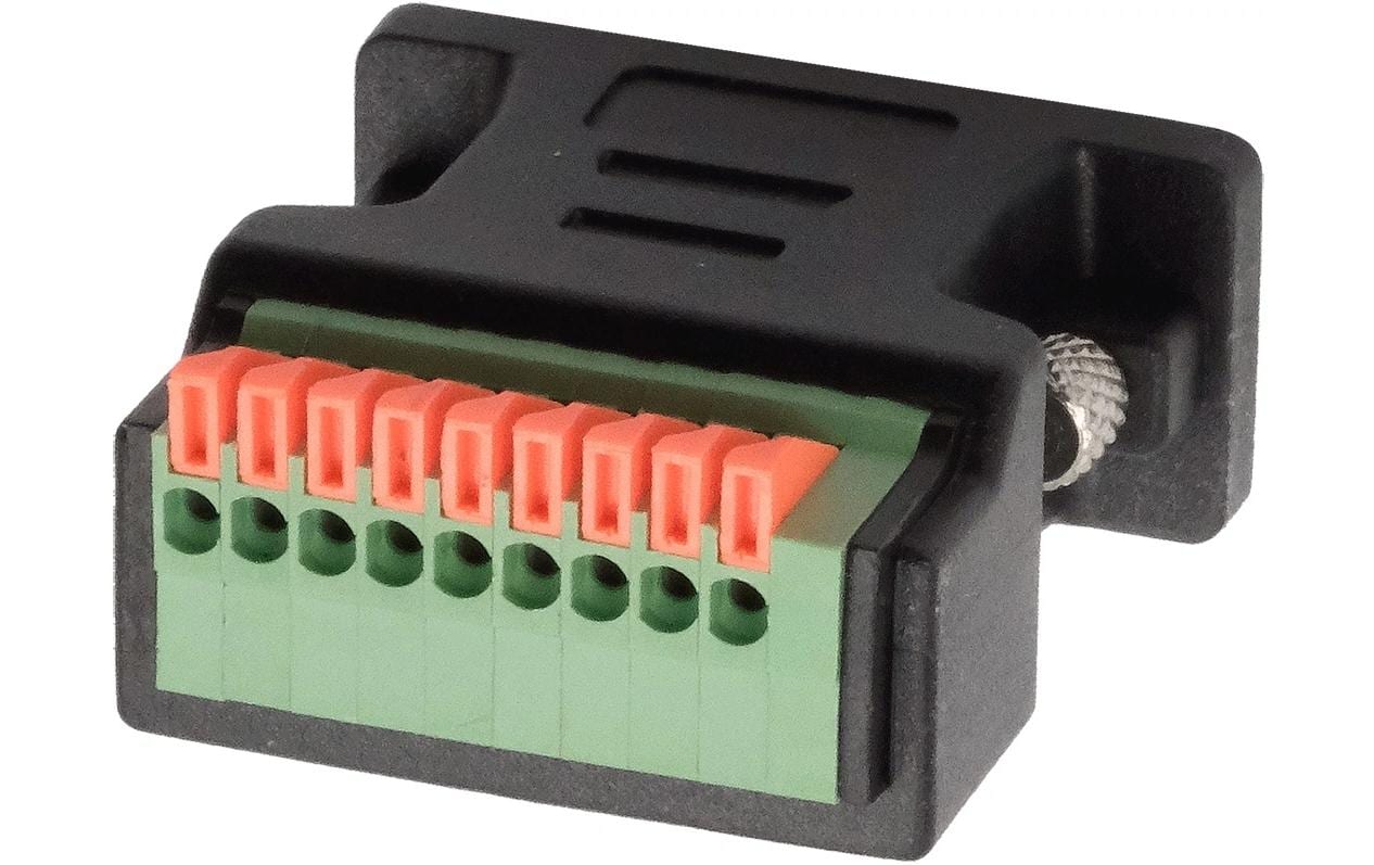 Exsys Adapter 9-pin Stecker zu 9-pin TerminalBlock mit Drucktaster Exsys Adapter 9-pin Stecker zu 9-pin TerminalBlock mit Drucktaster