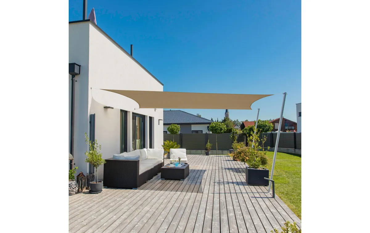 Windhager Sonnensegel Cannes, 4 x 5 m, Eckig, Taupe Windhager Sonnensegel Cannes, 4 x 5 m, Eckig, Taupe