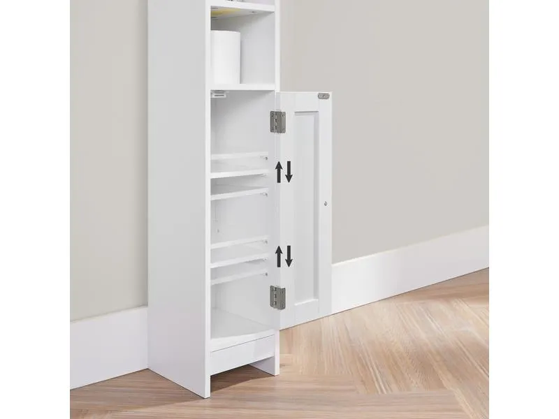 VASAGLE Badezimmerregal mit Tür 80 x 20 cm, Weiss VASAGLE Badezimmerregal mit Tür 80 x 20 cm, Weiss