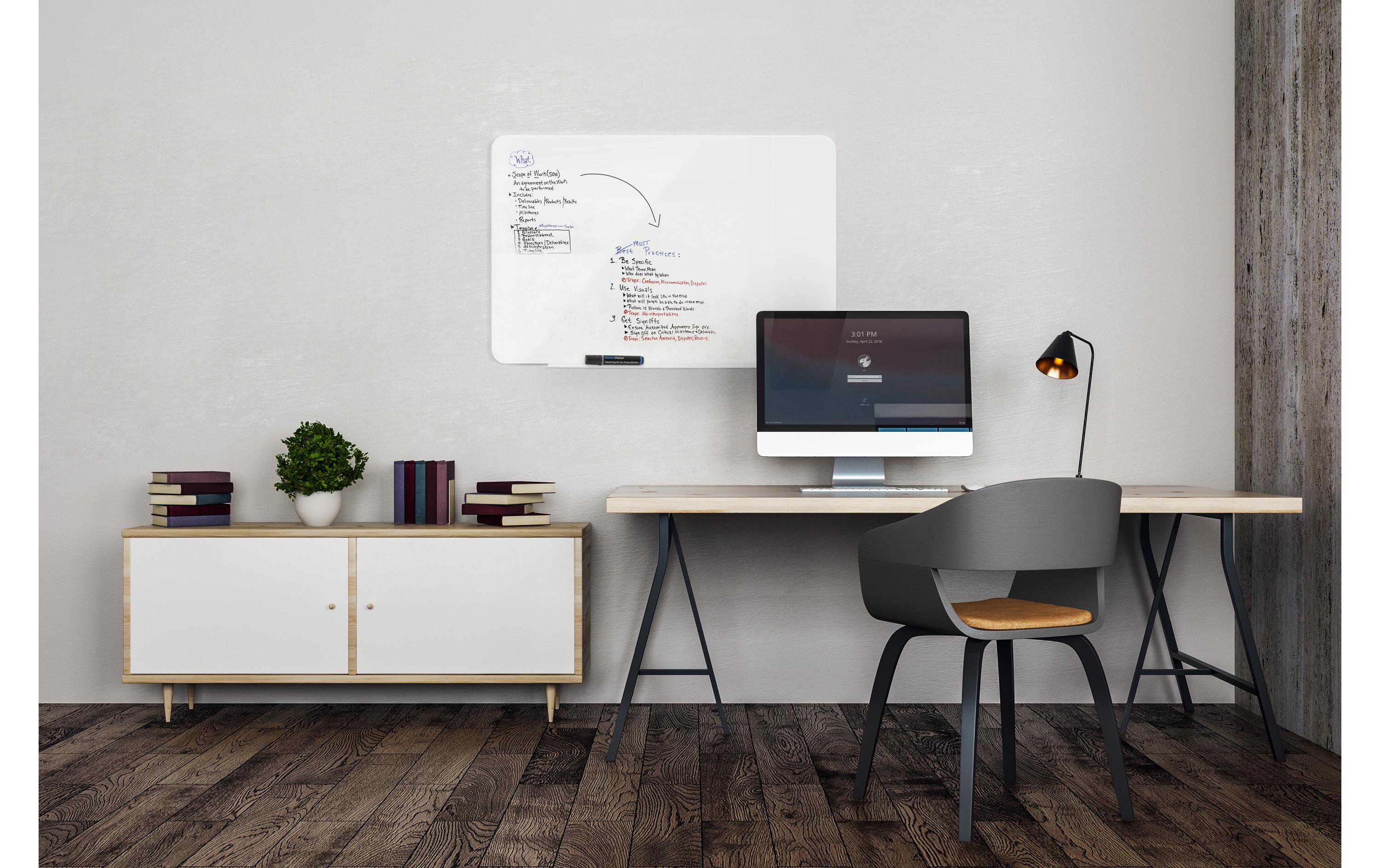 Bi-Office Magnethaftendes Glassboard 90 cm x 120 cm, Weiss