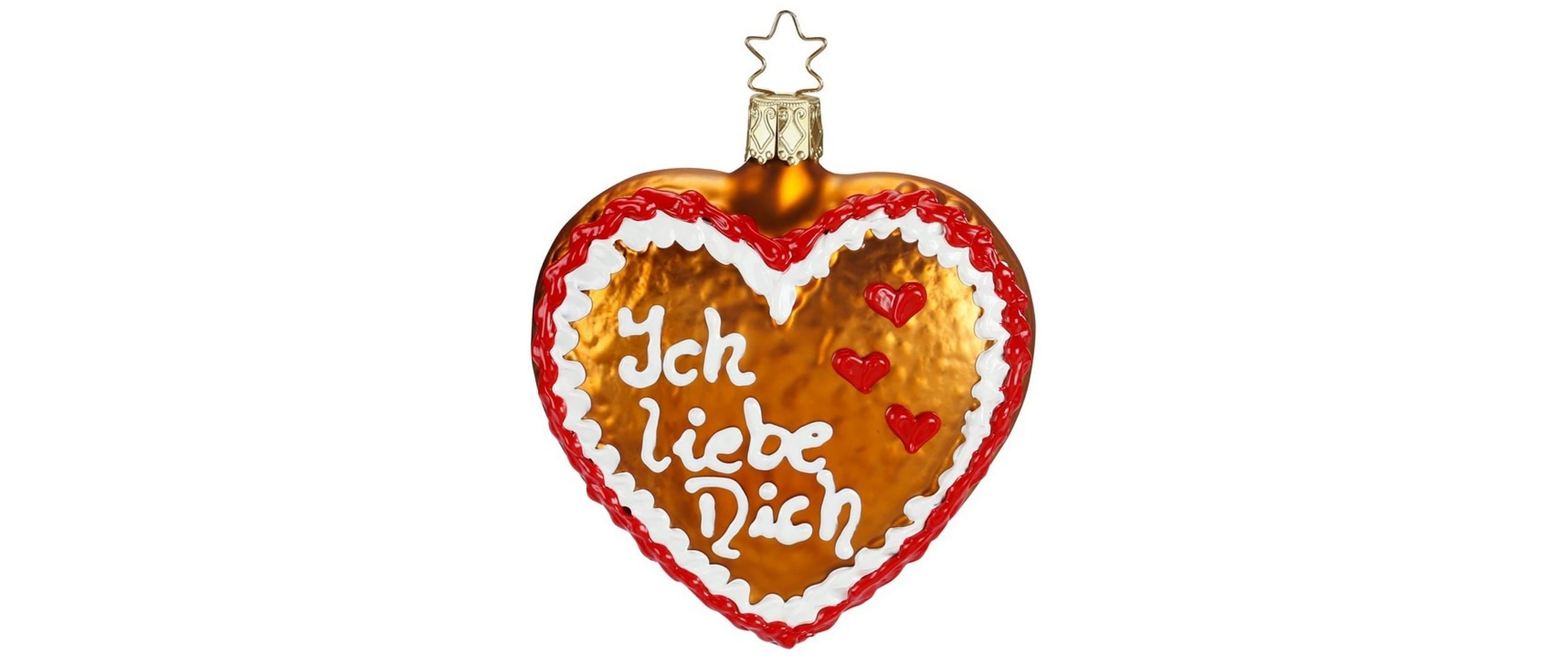 Inge Glas Manufaktur Weihnachtskugel Lebkuchenherz Mehrfarbig