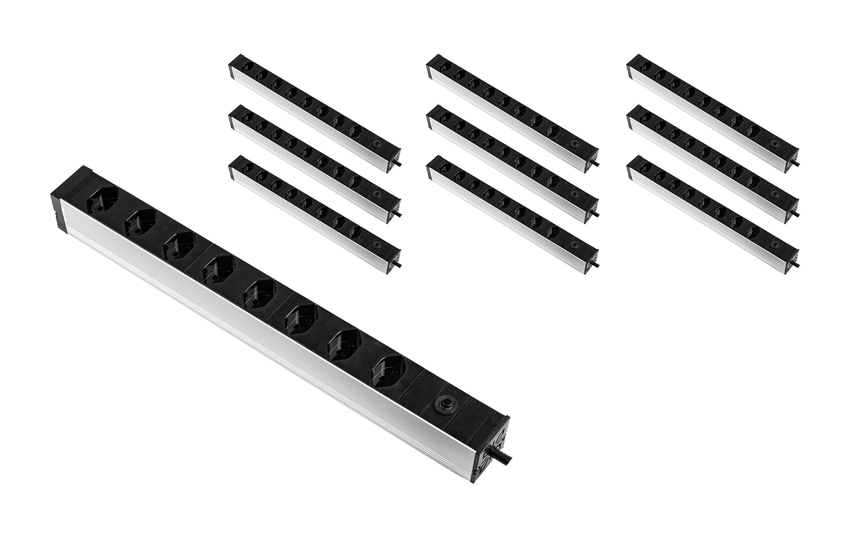 FURBER.power 19 Steckdosenleiste 8x T13 Schwarz, 10 Stück FURBER.power 19 Steckdosenleiste 8x T13 Schwarz, 10 Stück