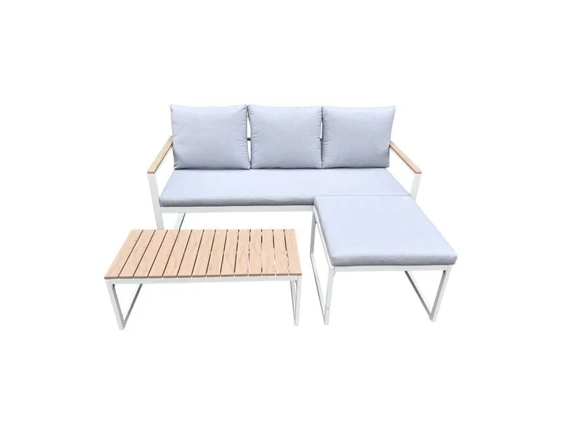 COCON Loungeset Melide, Beige/Grau/Weiss, 3 Sitzplätze