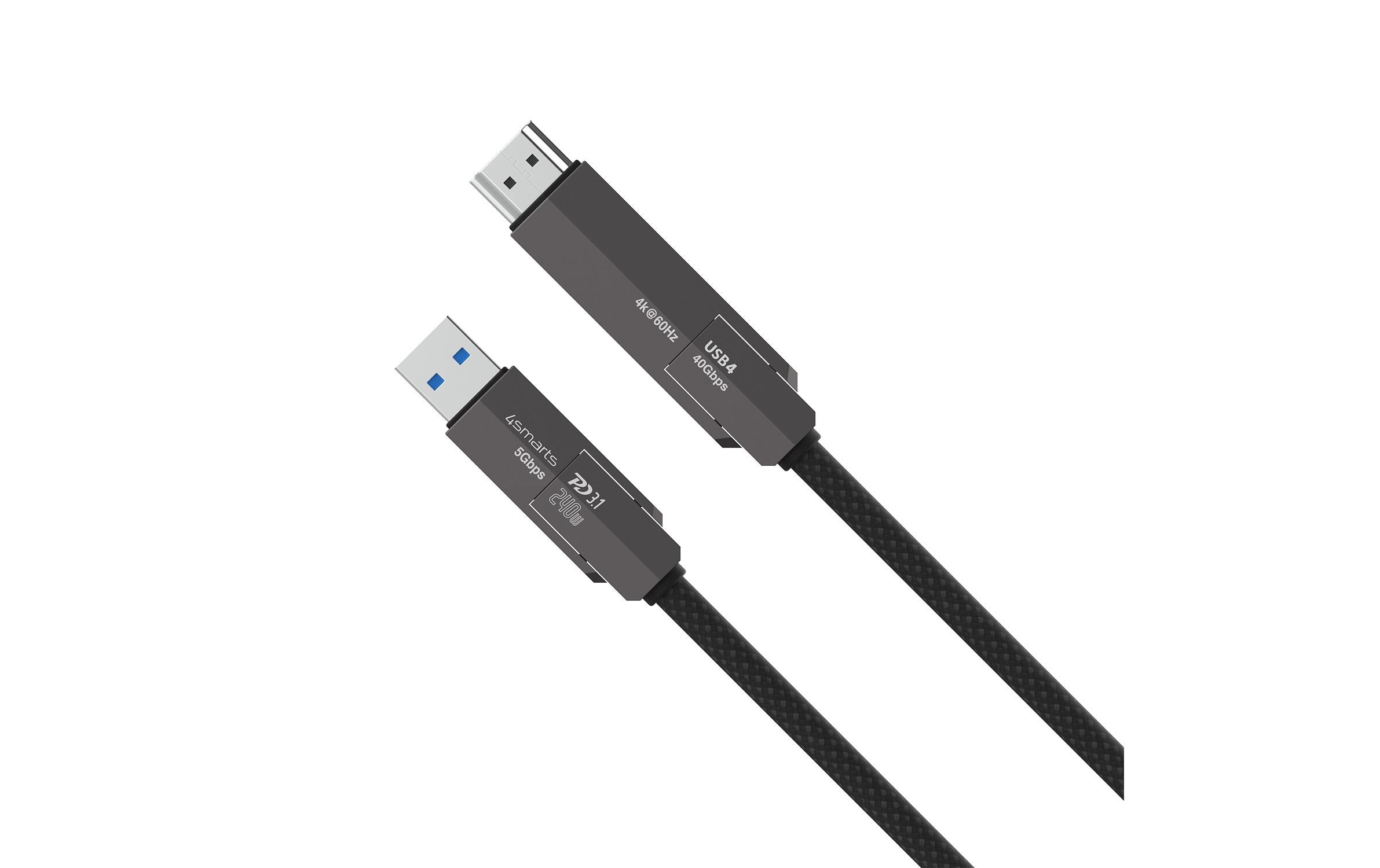 4smarts Kabel ComboCord 4K 240 W USB Type-A/USB Type-C - HDMI, 1.5 m 4smarts Kabel ComboCord 4K 240 W USB Type-A/USB Type-C - HDMI, 1.5 m