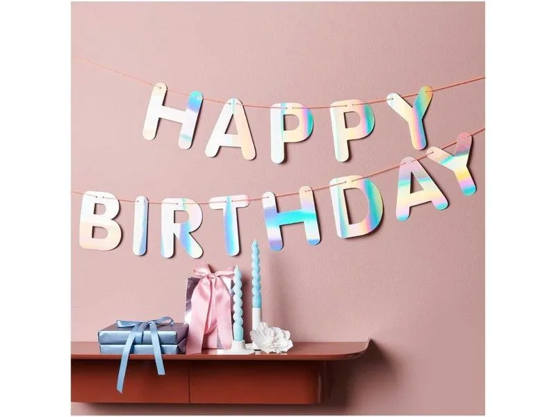 Rico Design Girlande Happy Birthday, Irisierend 5 m, Irisierend
