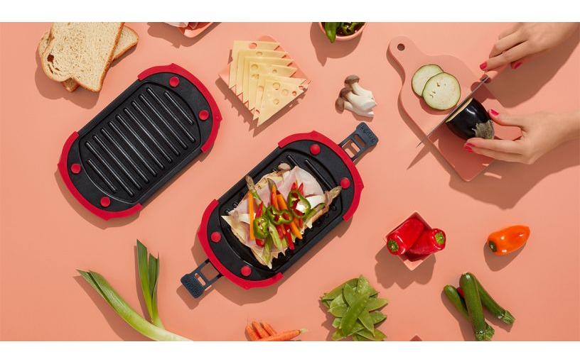 Lékué Mikrowellen-Grill 25.2 cm, Rot/Schwarz