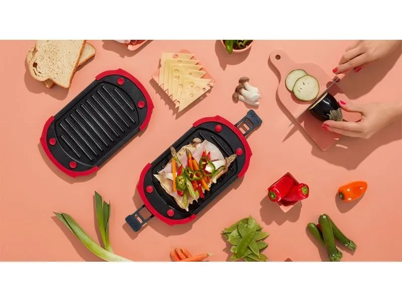 Lékué Mikrowellen-Grill 25.2 cm, Rot/Schwarz