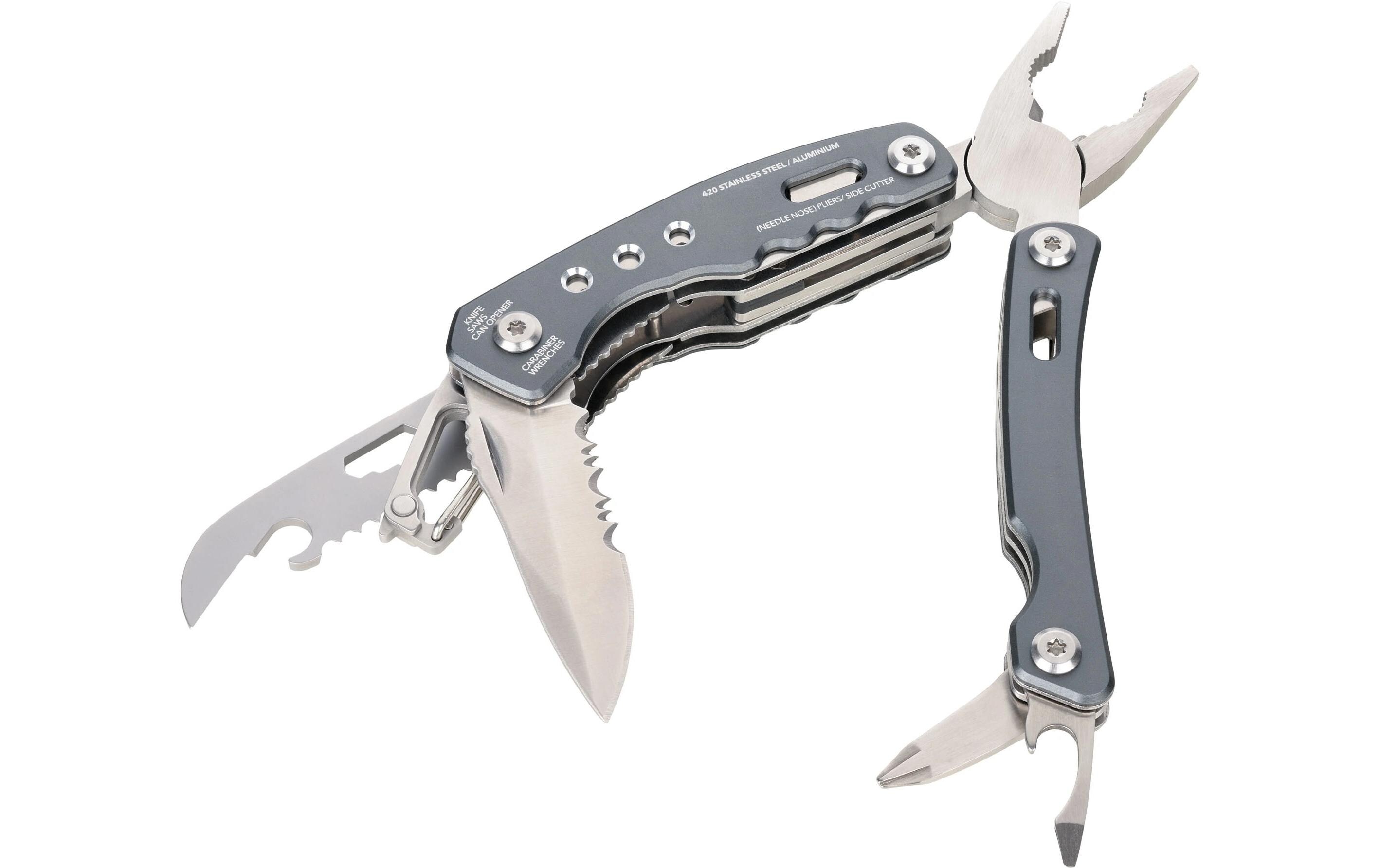 Troika Taschenmesser Rucksack Tool mit 15 Funktionen, Grau