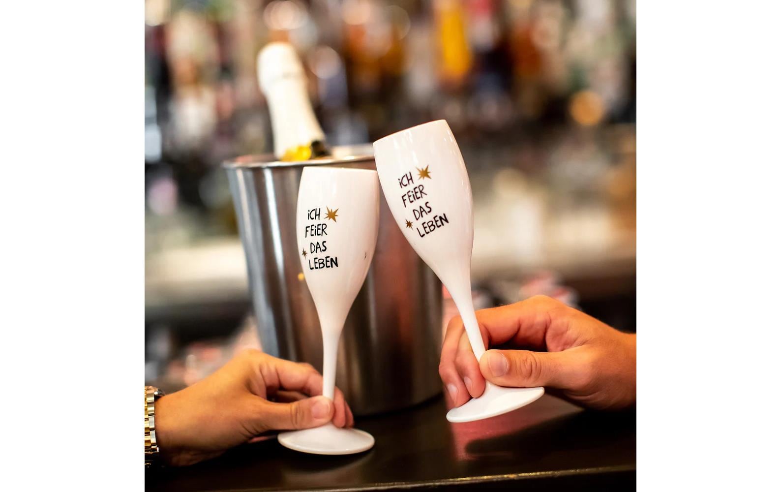 Koziol Sektglas Ich feiere das Leben 100 ml, 1 Stück, Weiss