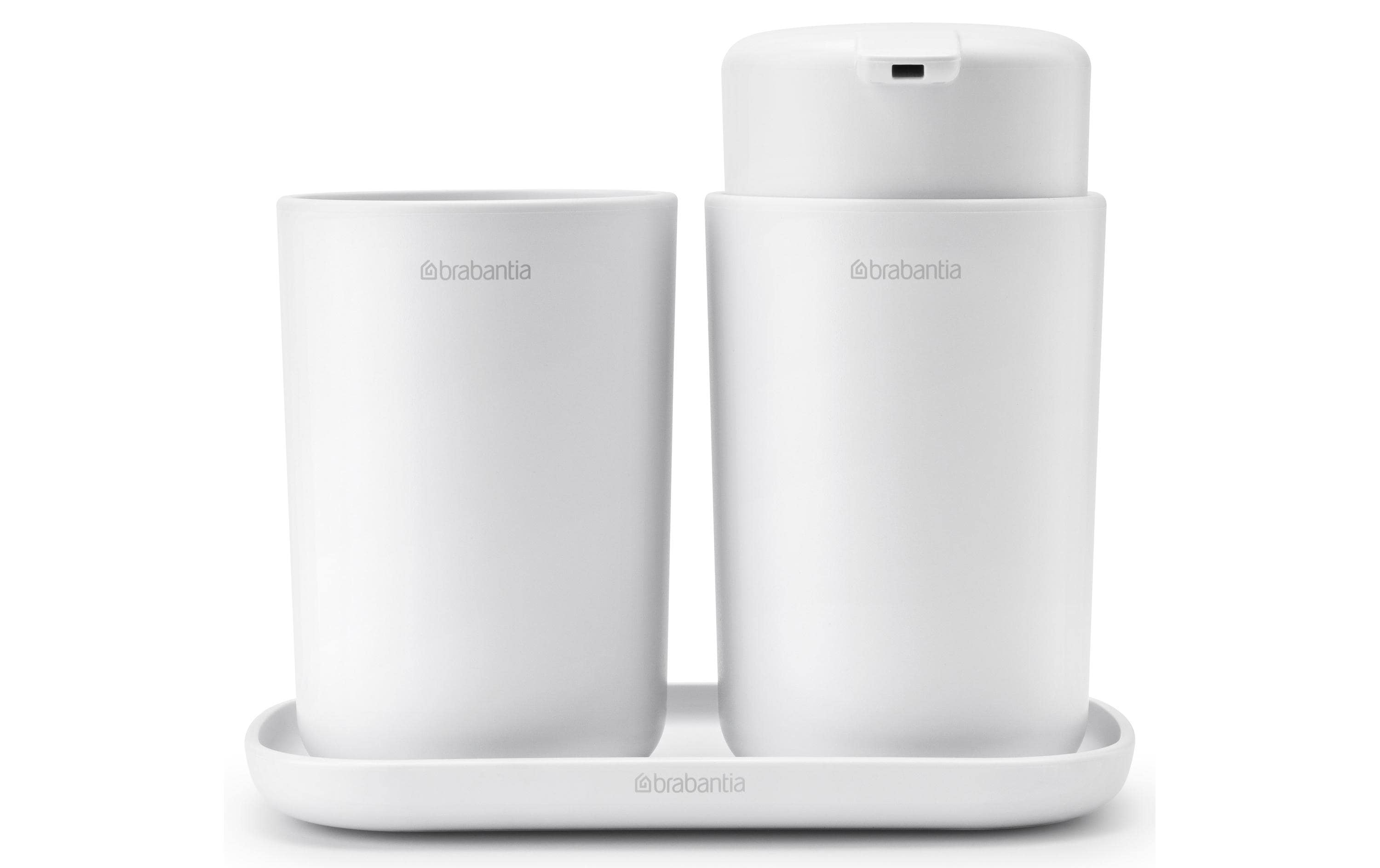 Brabantia Seifenspender-Set ReNew mit Zahnputzbecher und Schale Weiss Brabantia Seifenspender-Set ReNew mit Zahnputzbecher und Schale Weiss