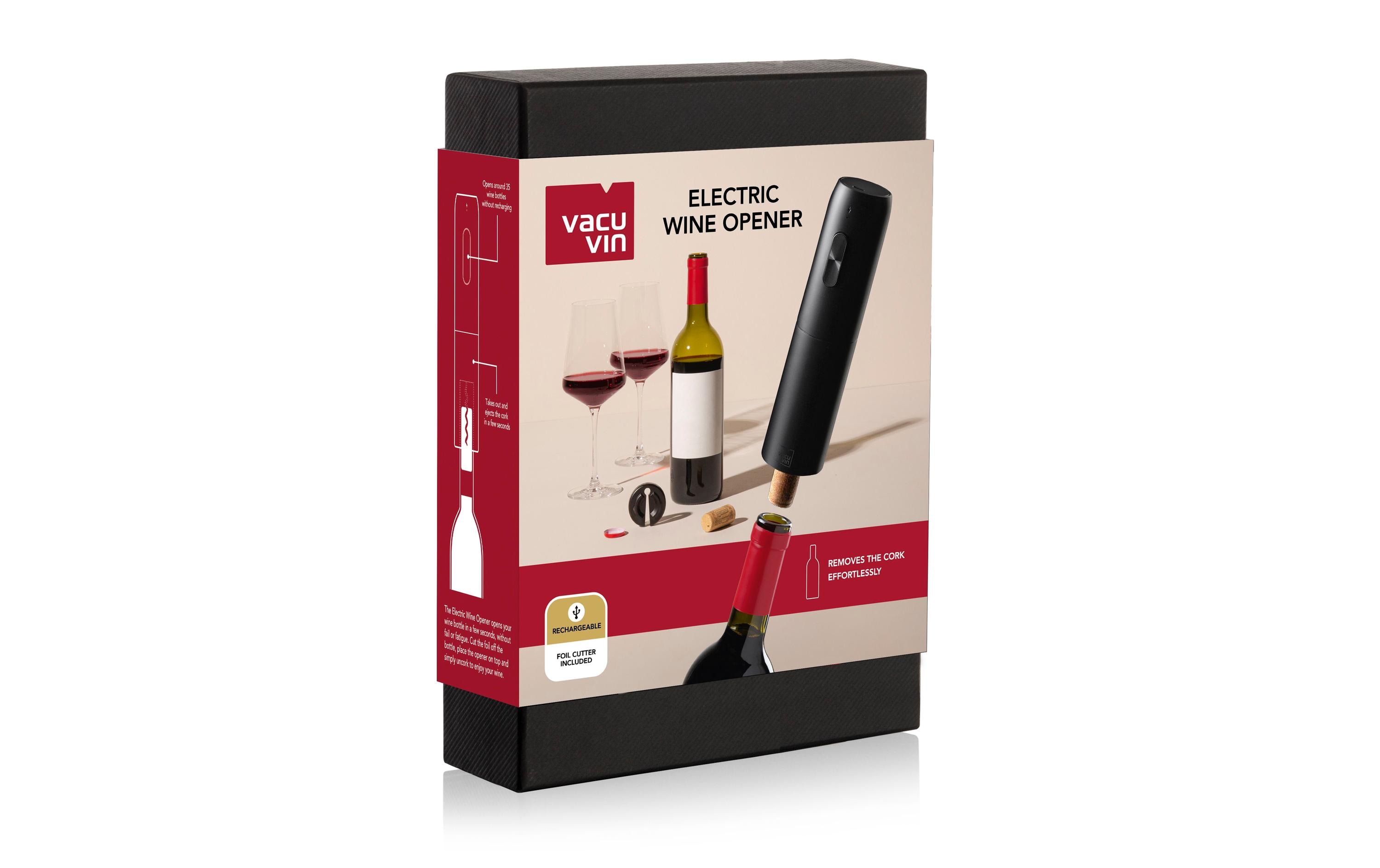 Vacuvin Korkenzieher Elektrischer Weinöffner Schwarz