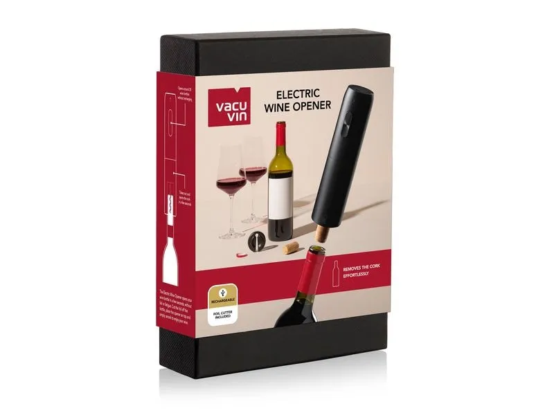 Vacuvin Korkenzieher Elektrischer Weinöffner Schwarz