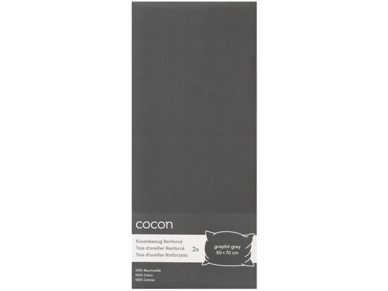 COCON Kissenbezug Renforcé 50 x 70 cm, Graphit, 2 Stk.