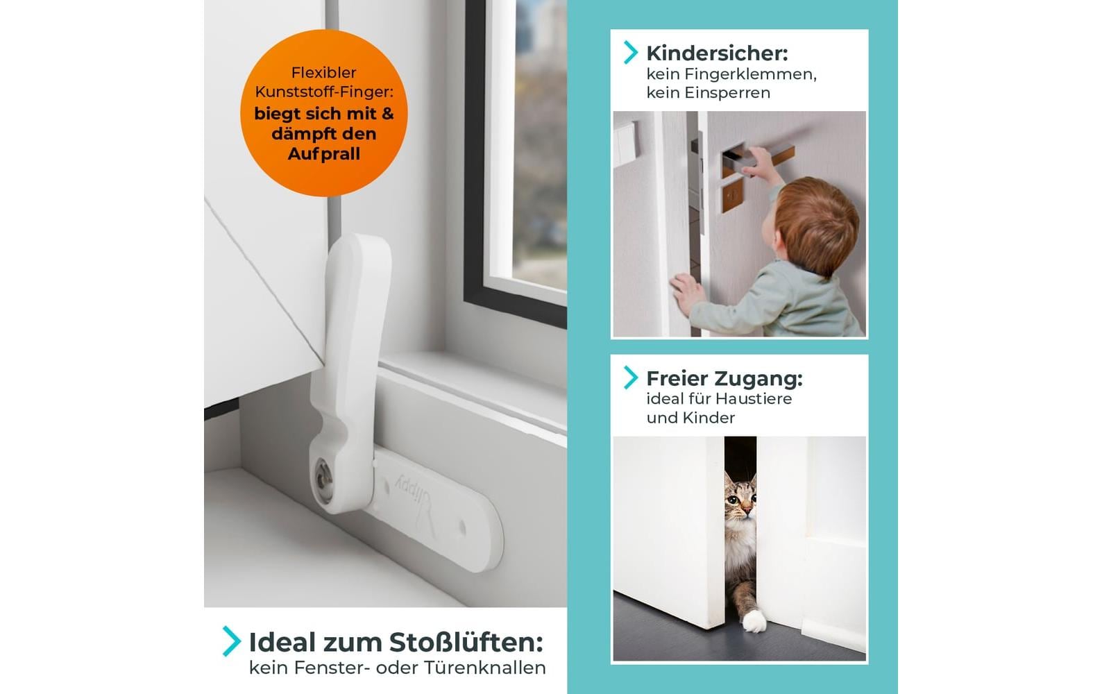 Vlippy Tür- & Fensterstopper 2er-Set Weiss