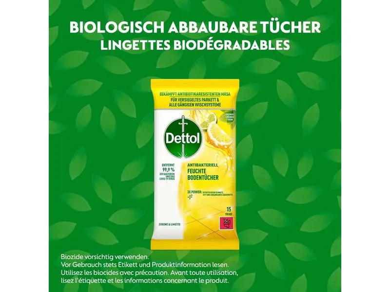 Dettol Feuchte Bodentücher Zitrone & Limette 15 Stück