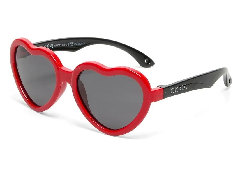 OKKIA Kinder-Sonnenbrille Heart 6-10 Jahre Black, Red