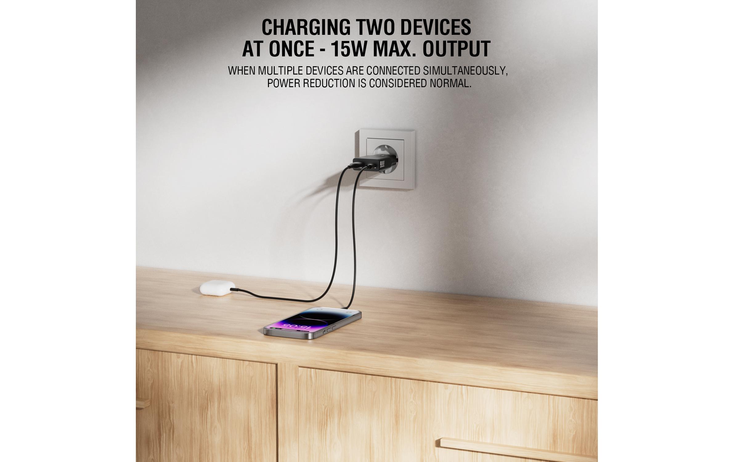 4smarts Netzladegerät PDPlug Slim Duos 1C+1A, Schwarz