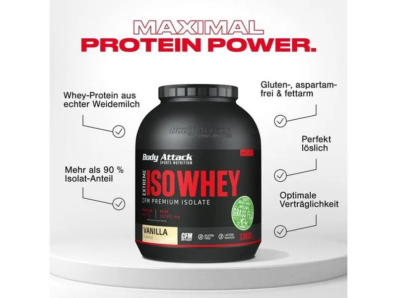 Body Attack Pulver Extreme Iso Whey Professional Erdbeere 1800 g