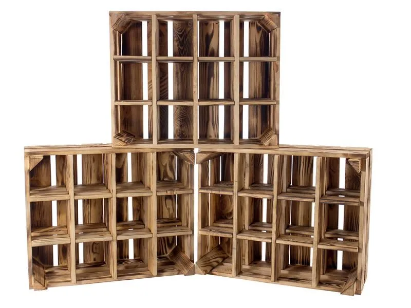Holz Zollhaus Flaschenregal Vintage für 12 Flaschen, Kiefer geflammt Holz Zollhaus Flaschenregal Vintage für 12 Flaschen, Kiefer geflammt