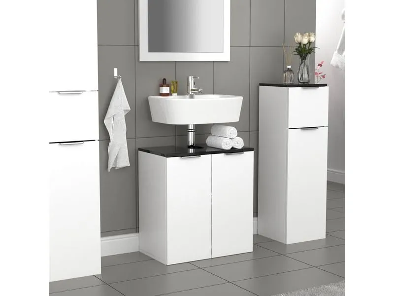 VCM Waschbeckenunterschrank Donali 56 x 60 cm, Schwarz/Weiss