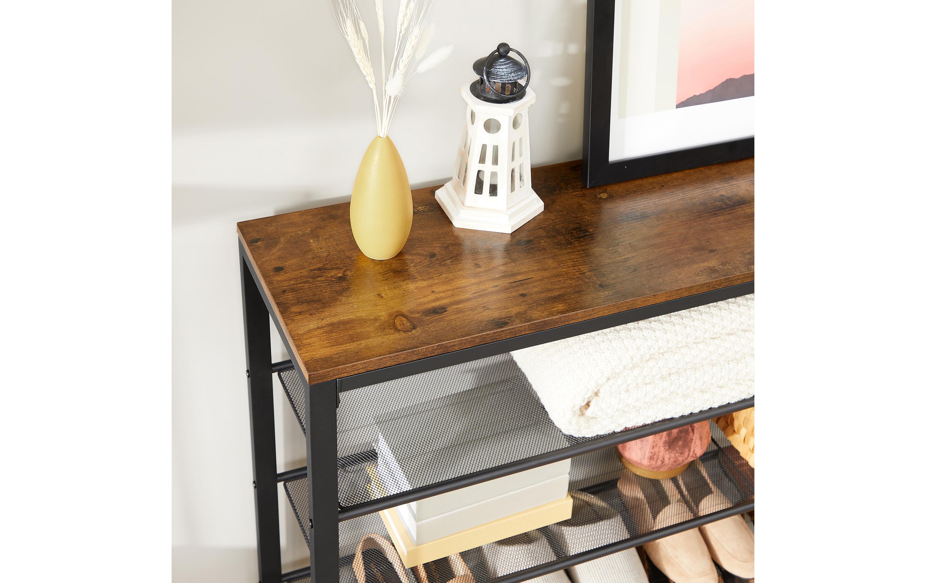 VASAGLE Schuhregal mit 5 Ablagen 100 x 110 cm, Braun/Schwarz