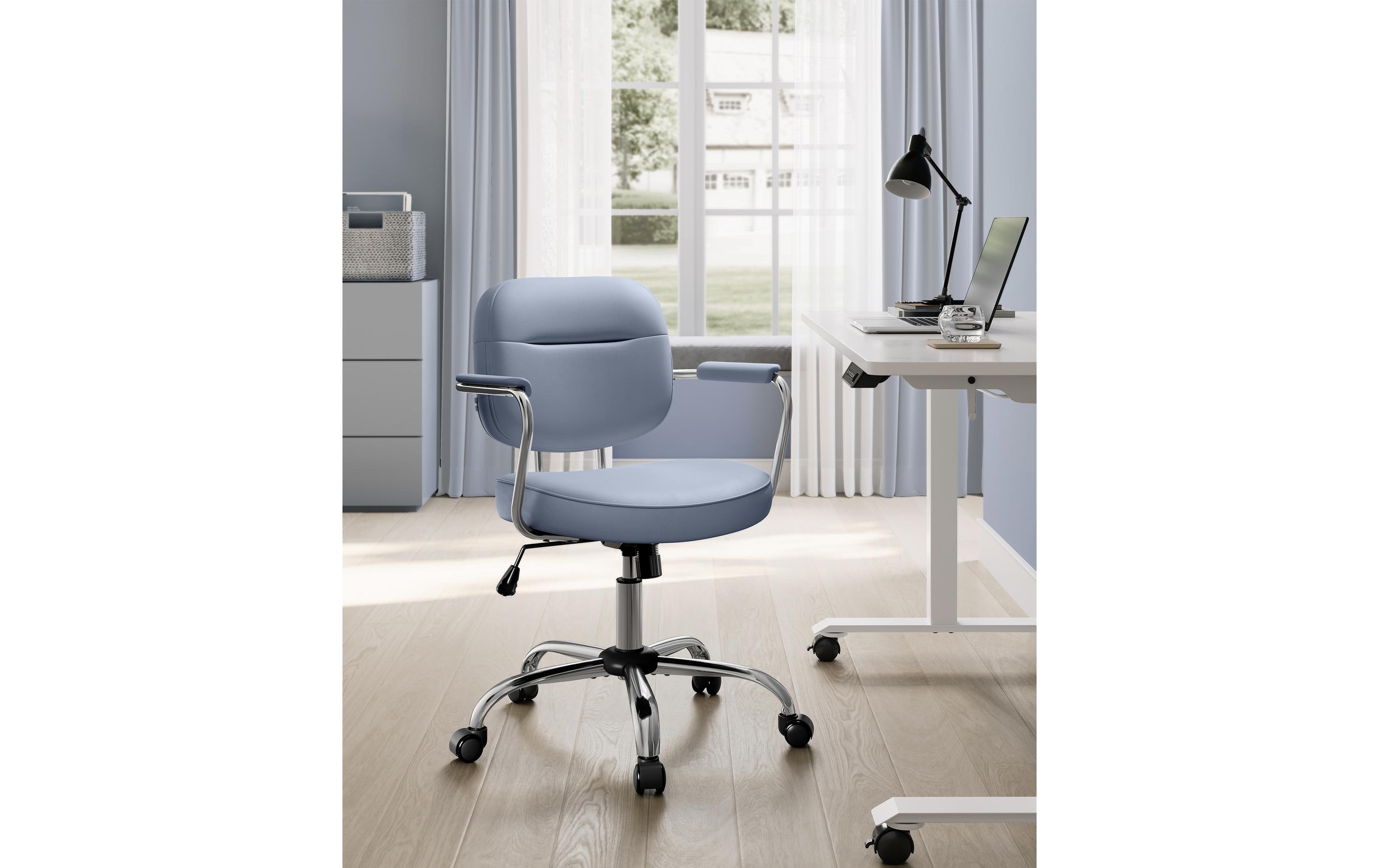 Songmics Bürostuhl mit Polsterrücken und Armlehnen, Blau