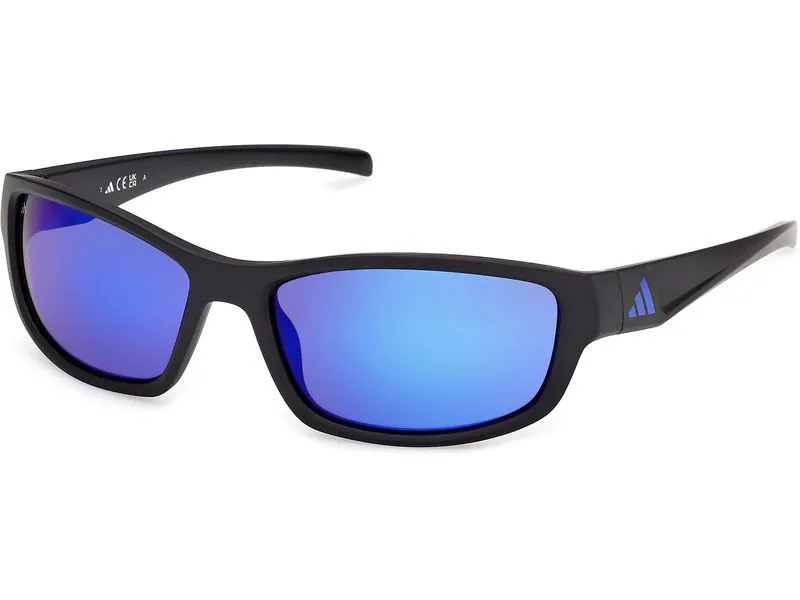 adidas ES0005 Sport Sonnenbrille Matte Black, Blue Mirror