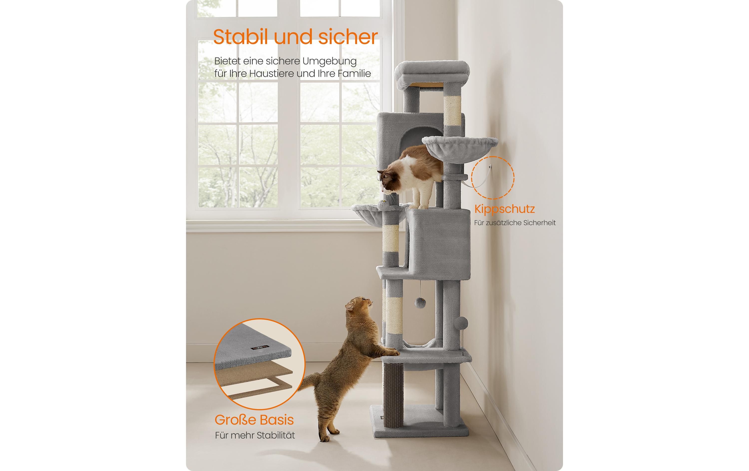 Feandrea Kratzbaum für Wohnungskatzen 178 cm, Taubengrau