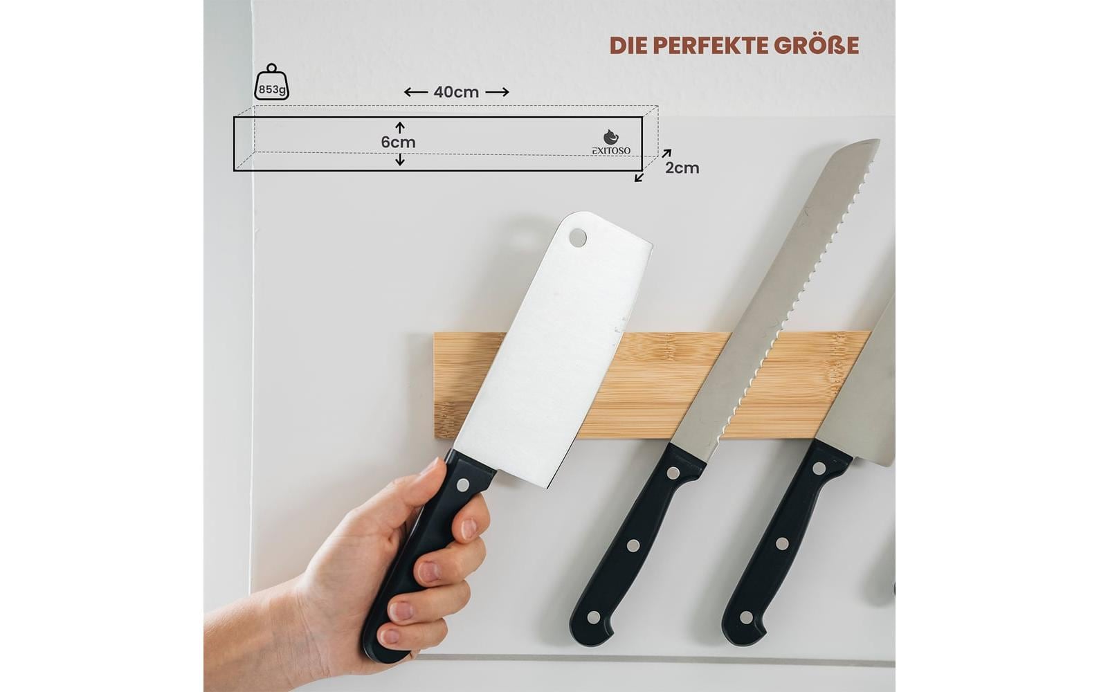 Exitoso Magnetschiene für Messer Braun 40 cm