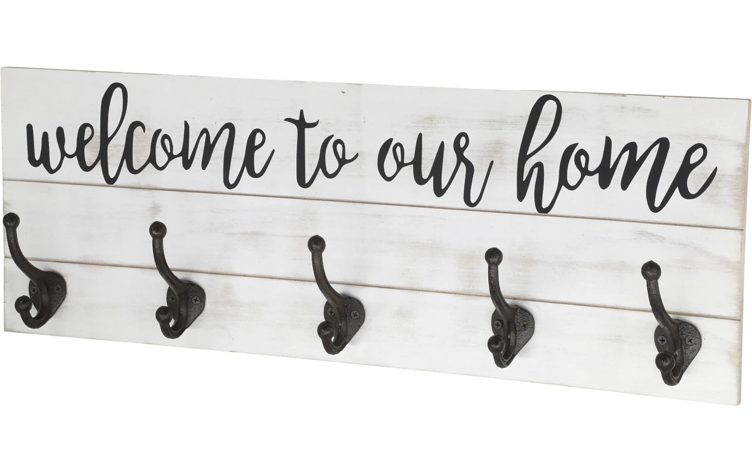 Chic Antique Wandhaken welcome to our home, Crème