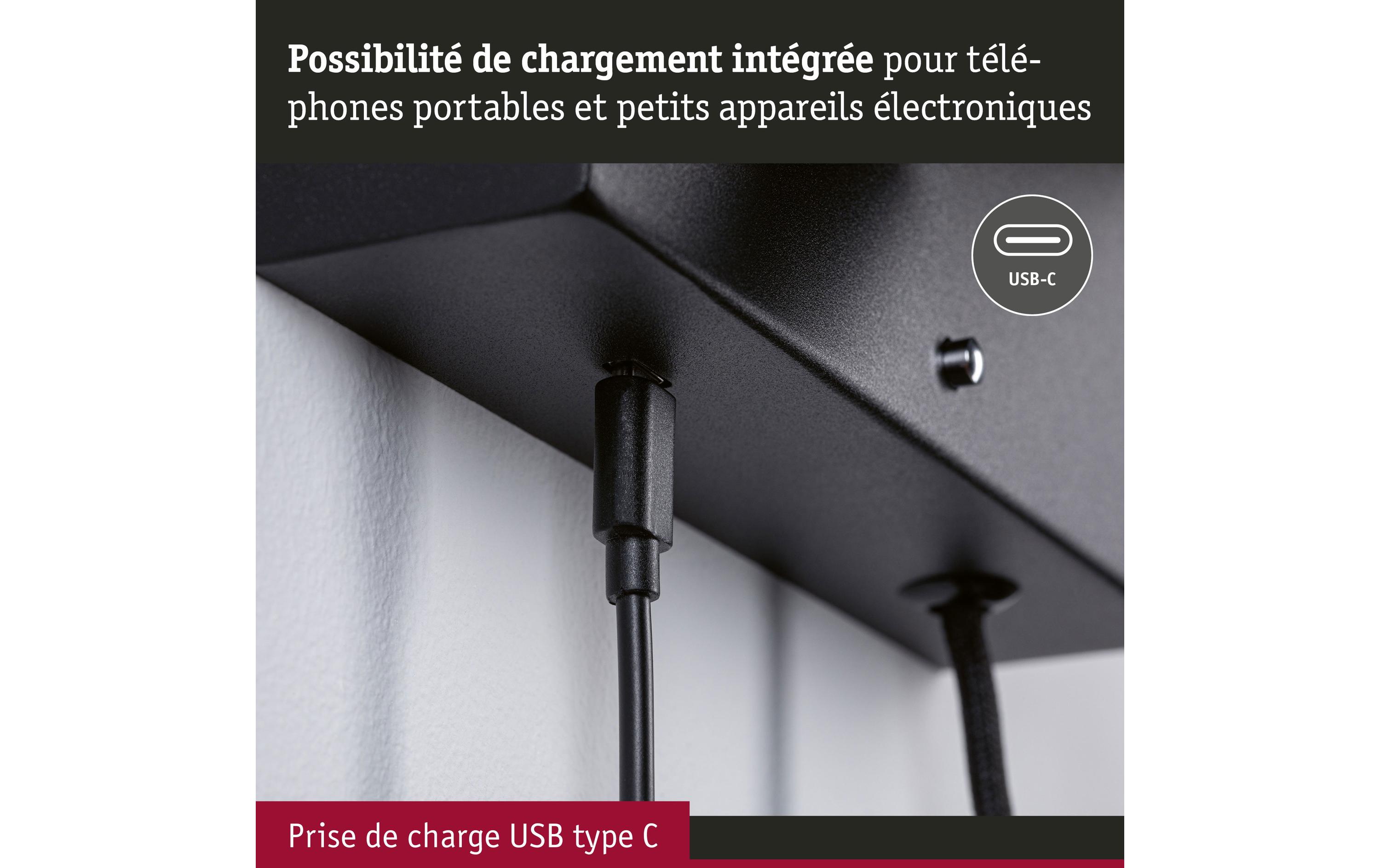 Paulmann Wandleuchte 3-Step-Dim Jerik USB C Schwarz