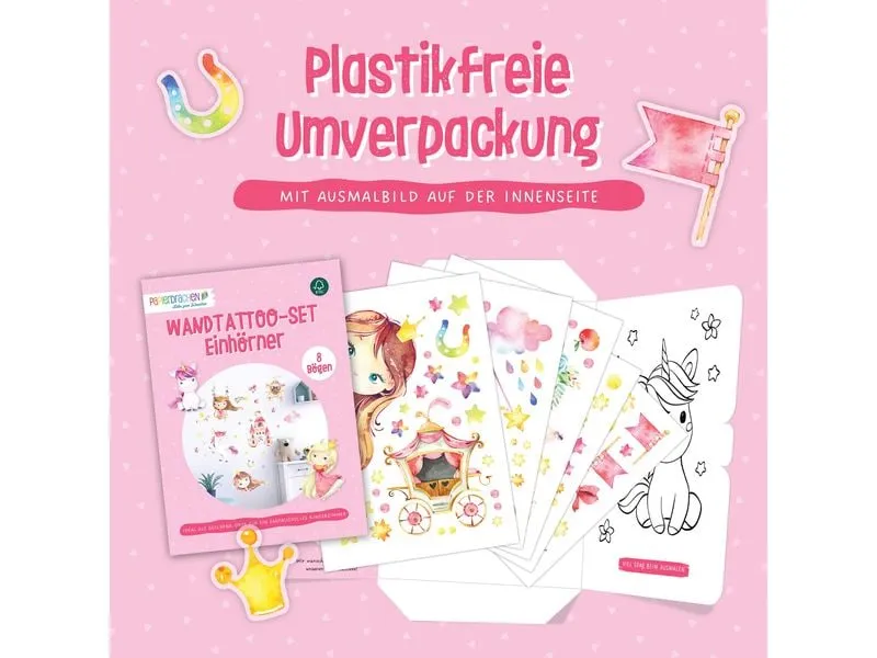 Papierdrachen Wandtattoo-Set Einhorn Papierdrachen Wandtattoo-Set Einhorn
