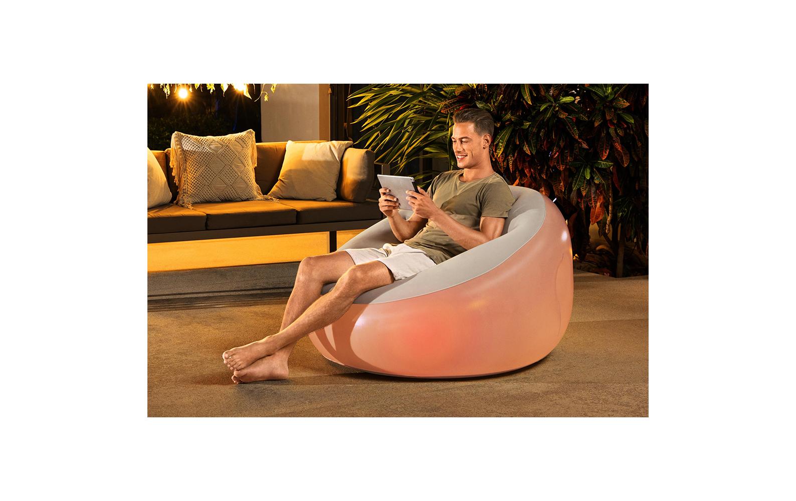 Bestway Aufblasbarer Sessel Inflate LED Air Grün, 102 x 97 cm