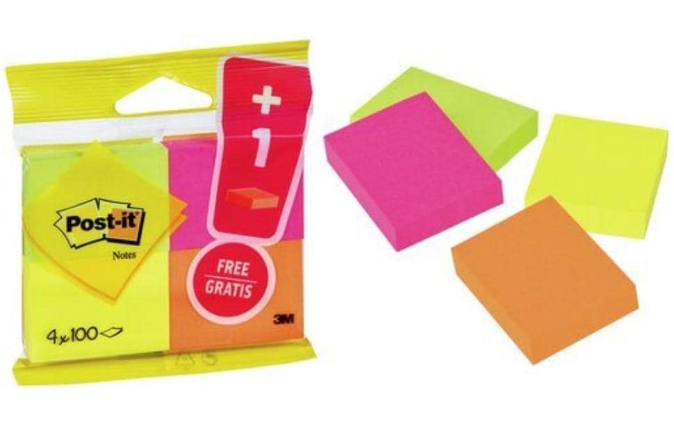 Post-it Notizzettel Post-it 5.1 x 3.8 cm, 4 Blöcke à 100 Blatt